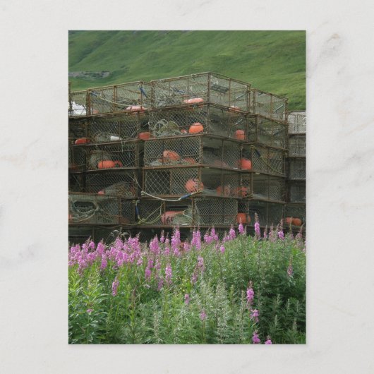 Crabpots opgeslagen in de Nederlandse haven van Al Briefkaart (Voorkant)