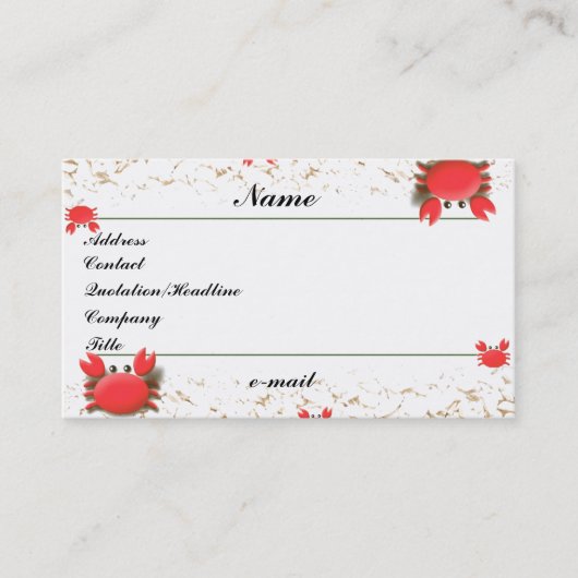 Crabs Beach-profielkaart Visitekaartje (Voorkant)