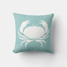 CRABS WHITE op blauwe kussen