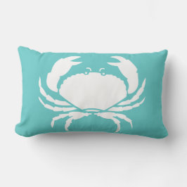 CRABS WHITE op blauwgroen blauwe kussen