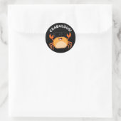 Crabulous Funny Crab Pun Dark BG Ronde Sticker (Tas)