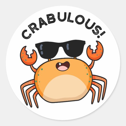 Crabulous Funny Crab Pun Ronde Sticker (Voorkant)