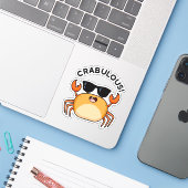 Crabulous Funny Crab Pun Sticker (Laptop met iPhone)