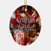 Crăciun fericit! Vrolijk kerstfeest in het Roemeen Keramisch Ornament (Rechts)
