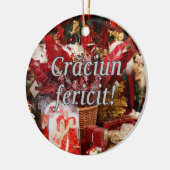 Crăciun fericit! Vrolijk kerstfeest in het Roemeen Keramisch Ornament (Links)