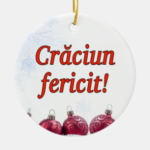 Crăciun fericit! Vrolijk kerstfeest in het Roemeen Keramisch Ornament