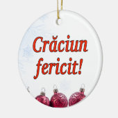 Crăciun fericit! Vrolijk kerstfeest in het Roemeen Keramisch Ornament (Links)