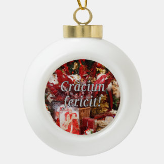 Crăciun fericit! Vrolijk kerstfeest in het Roemeen Keramische Bal Ornament