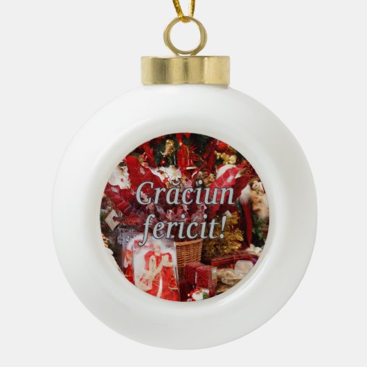 Crăciun fericit! Vrolijk kerstfeest in het Roemeen Keramische Bal Ornament (Voorkant)