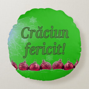 Crăciun fericit! Vrolijk kerstfeest in Roemeense g Rond Kussen