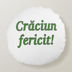 Crăciun fericit! Vrolijk kerstfeest in Roemeense g Rond Kussen