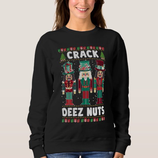 Crack Deez Nuts Funny Ugly KerstSweater Famil Trui (Voorkant)