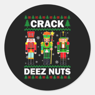 Crack Deez Nuts Grappige Kerst  Ronde Sticker
