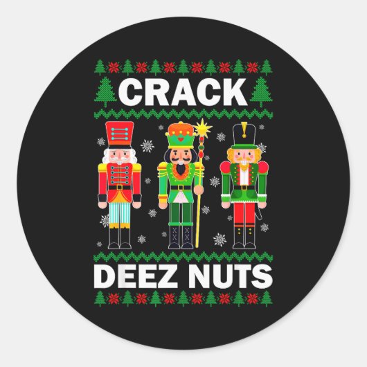 Crack Deez Nuts Grappige Kerst Ronde Sticker (Voorkant)