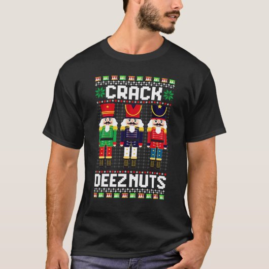 Crack Deez Nuts Nutkraker Nut Xmas Pajama Matchin T-shirt (Voorkant)