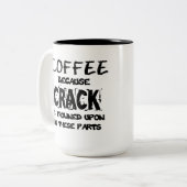 Crack is illegaal koffieblad tweekleurige koffiemok (Voorkant links)