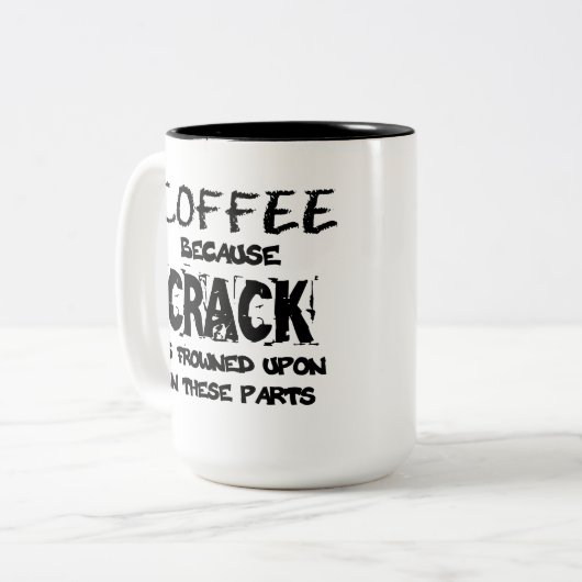 Crack is illegaal koffieblad tweekleurige koffiemok (Voorkant links)
