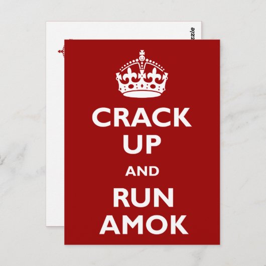 Crack Up and Run Amok Briefkaart (Voorkant / Achterkant)