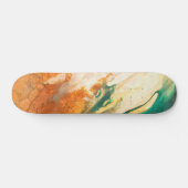 Cracked Earth Teal Orange Abstract Skateboard (Horizontaal)