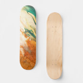 Cracked Earth Teal Orange Abstract Skateboard (Voorkant)