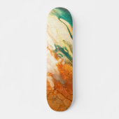 Cracked Earth Teal Orange Abstract Skateboard (Voorkant)