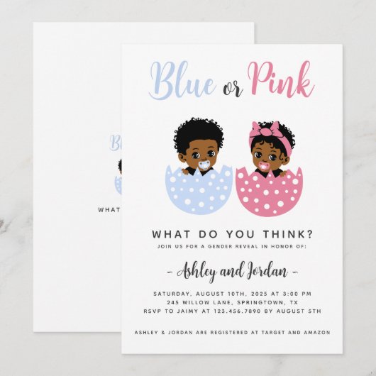 Cracked Egg Black Baby Geslacht Reveal Invitation Kaart (Voorkant / Achterkant)