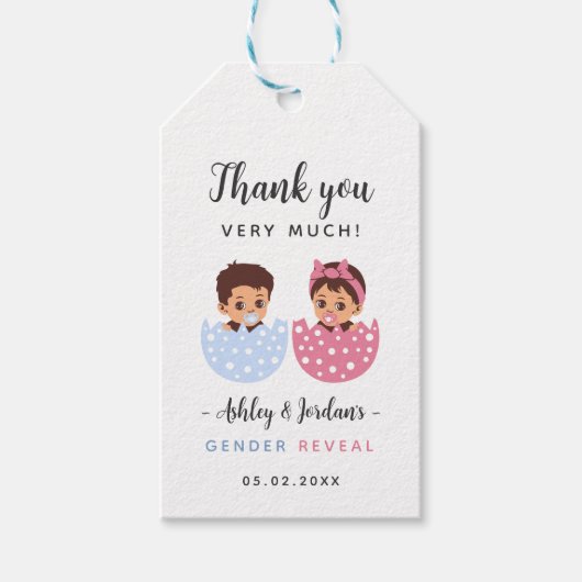 Cracked Egg Geslacht Onthullen Dank u Cadeau Label Cadeaulabel (Voorkant)