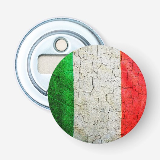 Cracked Italy vlag Button Flesopener (Voorkant)