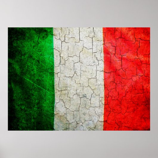 Cracked Italy vlag Poster (Voorkant)