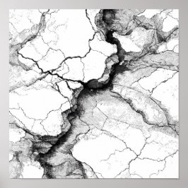 Cracked Mineral Vein Decoupage Template Line Art Poster