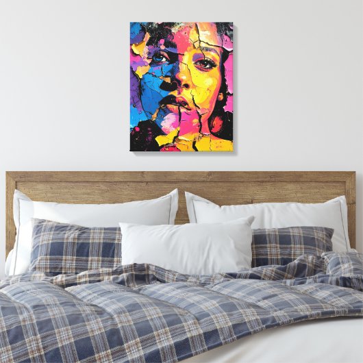 Cracked Paint Mural Beauty Skin Deep Canvas Afdruk (Insitu (Slaapkamer))