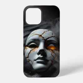 Cracked Porcelain Mask Dark Luxury iPhone 12 Case Hoesje