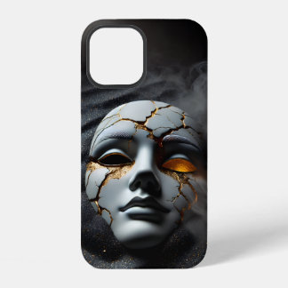 Cracked Porcelain Mask Dark Luxury iPhone 12 Case Hoesje