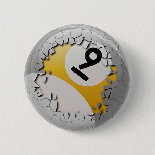 Cracked Shell Break uit Aantal 9 Billiards Ball Ronde Button 5,7 Cm (Voorkant)