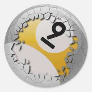 Cracked Shell Break uit Aantal 9 Billiards Ball Ronde Sticker