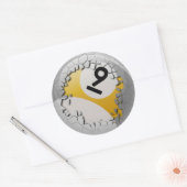 Cracked Shell Break uit Aantal 9 Billiards Ball Ronde Sticker (Envelop)