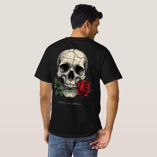 Cracked Skull Rose Tee – Livin The Dream T-shirt (Achterkant volledig)