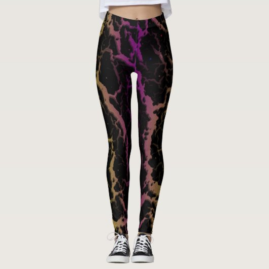 Cracked Space Lava - Lime/Purple Leggings (Voorkant)