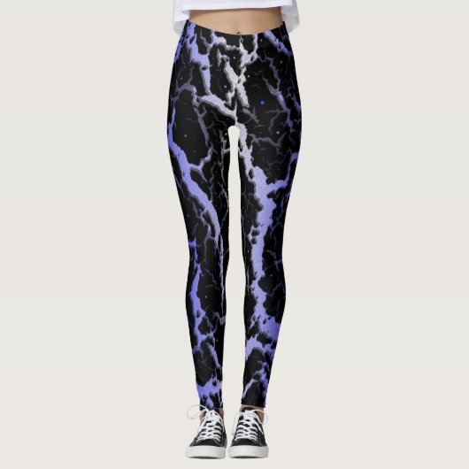 Cracked Space Lava - White/Blue Leggings (Voorkant)