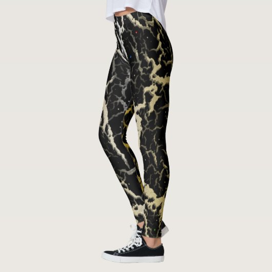 Cracked Space Lava - White/Gold Leggings (Links)