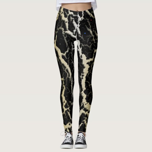 Cracked Space Lava - White/Gold Leggings (Voorkant)