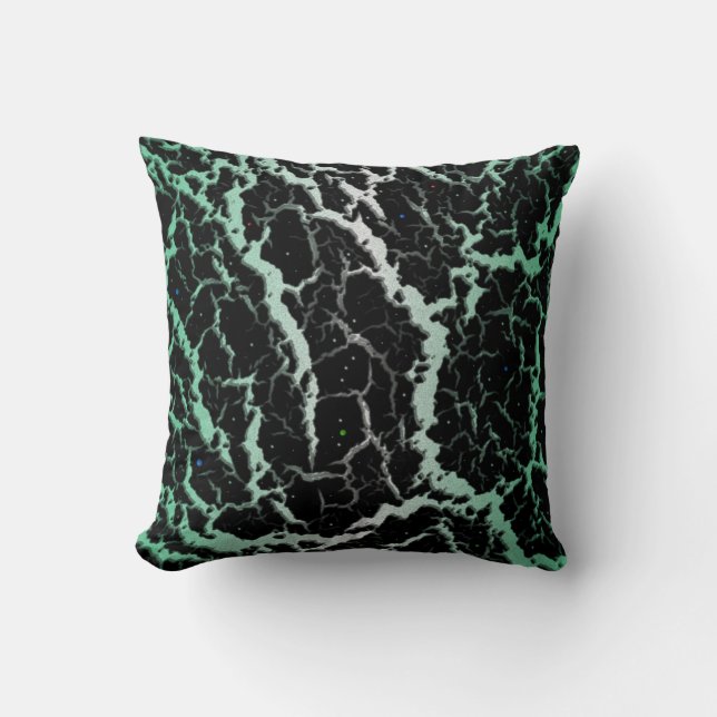 Cracked Space Lava - Wit/Munt Kussen (Voorkant)