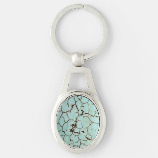 Cracked Turquoise Gemstone Sleutelhanger (Voorkant)