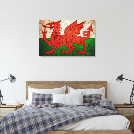 Cracked Welsh flag Canvas Afdruk (Insitu (Slaapkamer))