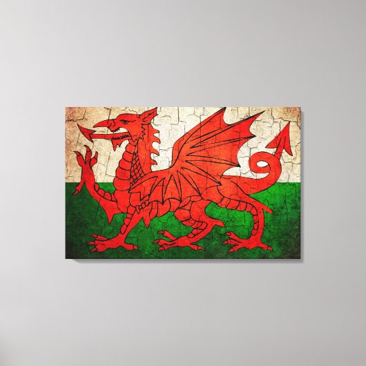 Cracked Welsh flag Canvas Afdruk (Voorkant)