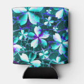 Crackle Flower Pattern Blauw Paarse Blauwgroen Blikjeskoeler (Achterkant)