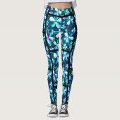 Crackle Flower Pattern Blauw Paarse Blauwgroen Leggings (Voorkant)