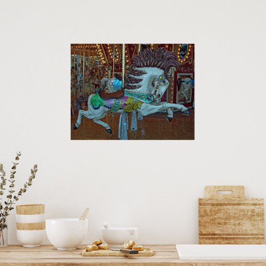 Crackle Merry-Go-Round Horse Poster (Keuken)