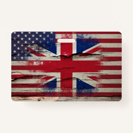Crackle Paint | Britse vlag en Amerikaanse vlag Badge (Voorkant)