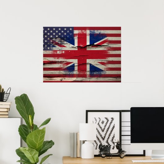 Crackle Paint | Britse vlag Poster (Thuiskantoor)